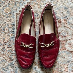 Zara Burgundy Loafers with Gold Accent